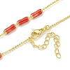 Brass Enamel Column Link Chain Necklaces NJEW-H039-05G-02-1