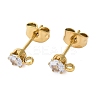 Ion Plating(IP) 304 Stainless Steel Cubic Zirconia Stud Earring Findings STAS-P373-04A-G-2
