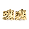 Ion Plating(IP) 304 Stainless Steel Textured Square Ear Studs for Women EJEW-P234-05G-1