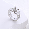 Butterfly Frosted 304 Stainless Steel Finger Rings for Women LR7265-2-1