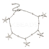 Non-Tarnish Summer Beach 304 Stainless Steel Cable Chain Starfish Charm Bracelets BJEW-P334-02P-1