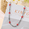 Bohemian Daisy Flower Glass Seed Beaded Necklaces with Alloy End Chains FS-WGC49A6-05-1