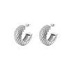 Stylish Stainless Steel C-shaped Diamond Grid Earrings for Women's Daily Wear UO3673-2-1