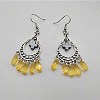 Bohemian Teardrop Tassel Alloy Pave Cubic Zirconia Dangle Earrings for Women TA8564-1-1