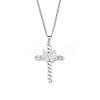 Brass Micro Pave Clear Zirconia Cross Pendant Necklaces NJEW-M211-05B-P-1
