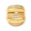 Brass Micro Pave Cubic Zirconia Open Cuff Rings for Women RJEW-A048-16G-2