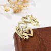 Heart Brass Cuff Rings for Women RJEW-B119-01G-3