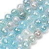 Electroplated Natural Agate Beads Strands G-B191-A07-10mm-14-2
