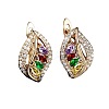 Leaf Brass Micro Pave Cubic Zirconia Hoop Earrings WG08CC9-11-3