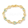 Glass Teardrop with Cubic Zirconia Link Chain Bracelet BJEW-M296-04G-3
