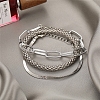 3Pcs Alloy Snake Chain Bracelets & Oval Link Chain Bracelets & Bangles Set WGF0598-02-2