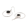 Natural Obsidian Flat Round Dangle Earrings EJEW-Z024-11D-P-2
