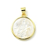 Rack Plating Brass Pave Natural Shell Pendants KK-A204-01B-04G-1