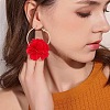 4 Pairs 4 Colors 3D Flower Cloth Hoop Earrings EJEW-AN0003-69-4