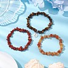 3Pcs 3 Styles Natural Red Aventurine & Red Jasper & Tiger Eye Chips Stretch Bracelets Sets BJEW-JB11076-07-2