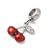 304 Stainless Steel Red Enamel Fruit European Dangle Charms STAS-D153-26P-2