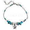 Synthetic Turquoise Chips Beads Anklets WGE754A-01-2