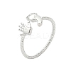 Footprint & Palm Brass Open Cuff Ring for Women LS-RJEW-A040-03P-1