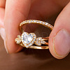Alloy Micro Pave Cubic Zirconia Finger Rings Sets for Women FS-WGC007F-05-2