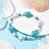 Turtle & Starfish Synthetic Turquoise Beaded Stretch Bracelet BJEW-JB09968-02-2