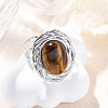 Oval Natural Tiger Eye Finger Rings RJEW-M063-01P-13-1
