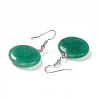 Natural Green Aventurine Flat Round Dangle Earrings EJEW-D188-03P-03-3