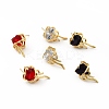 Cubic Zirconia Heart with Bowknot Stud Earrings EJEW-B013-10G-1