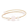 Natural Rose Quartz & Pearl Round Beaded Bangle X-BJEW-JB08464-02-1