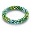 Crochet Glass Beads Braided Stretch Bracelet BJEW-T016-08I-1