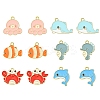 24Pcs 6 Styles Sea Animal Alloy Enamel Pendants ENAM-YW0005-26-1