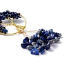 Wire Wrapped Chips Natural Lapis Lazuli Big Pendant Decorations HJEW-H057-03G-5