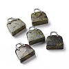 Natural Dragon Blood Jasper Brass Pendants KK-E274-01P-06-1
