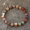 Cube Natural Shoushan Stone & Synthetic Non-magnetic Hematite Beads Stretch Bracelets for Women Men PF6426-2-1