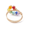 Colorful Glass Teardrop Finger Ring RJEW-JR00653-4