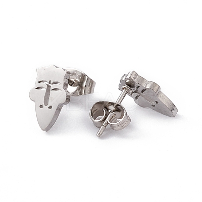 Non-Tarnish 304 Stainless Steel Tiny Hollow Out Clown Face Stud Earrings for Women LS-STAS-A065-03P-1