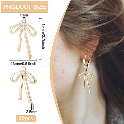 10 Pairs Brass Micro Pave Clear Cubic Zirconia Pendants KK-BC0015-29-1