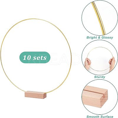 Iron Craft Hoop and Wood Pedestal Kit DIY-WH0343-71-1