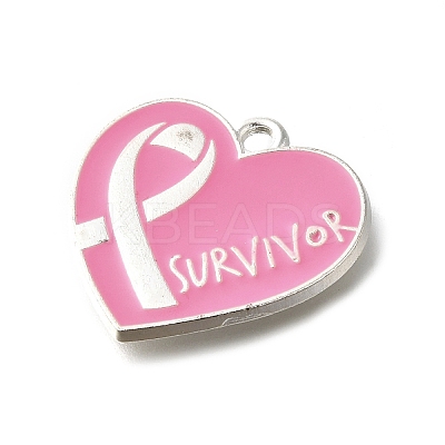 Breast Cancer Pink Awareness Ribbon Theme Alloy Enamel Pendants ENAM-C026-01F-S-1