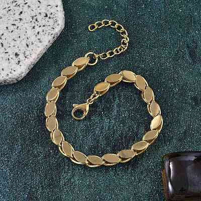 304 Stainless Steel Oval Link Chain Bracelets for Women BJEW-F488-18G-1