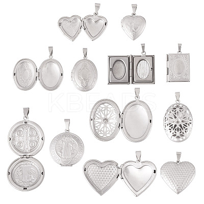6Pcs 6 Styles 316 Stainless Steel Locket Pendants STAS-TA0003-24-1