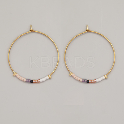 Bohemian Handmade Glass Seed Beads Hoop Earrings AM1646-4-1
