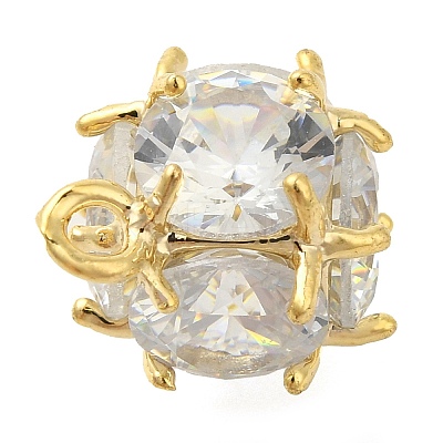 Round Rack Plating Brass with Cubic Zirconia Pendants Charms KK-S396-14-1