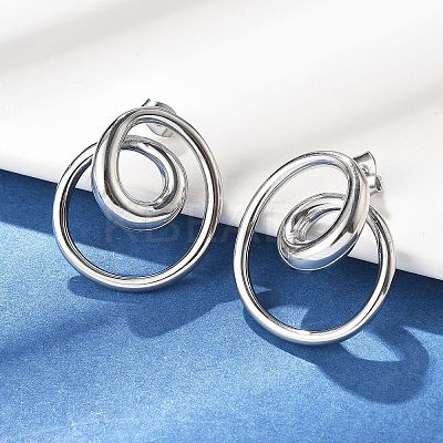 304 Stainless Steel Stud Earrings EJEW-D319-02P-1