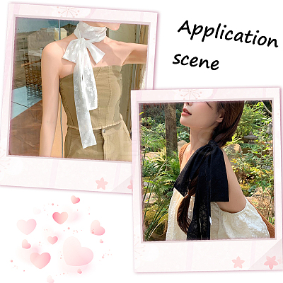 2Pcs 2 Colors Polyester Lace Long Silk Scarf for Women Girls AJEW-GF0011-28D-1