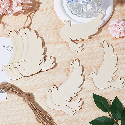 Animal Theme Unfinished Blank Wooden Pendants Set for Painting Arts WOOD-WH0124-26D-1