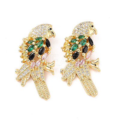 Rack Plating Brass Micro Pave Cubic Zirconia Pendants ZIRC-C035-01G-01-1