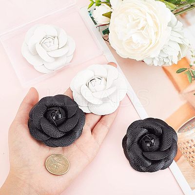 4Pcs 2 Colors PU Leather Artificial Flower Ornament Accesories FIND-CA0004-81-1
