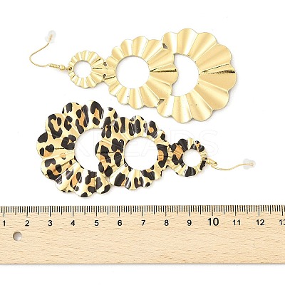 Teardrop Leopard Print Alloy Dangle Earrings for Women LS-EJEW-K304-02G-1