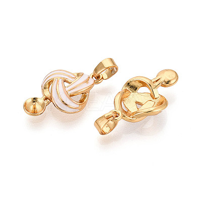 Brass with Enamel Cup Pearl Peg Bails Pin Pendants KK-T079-09G-1