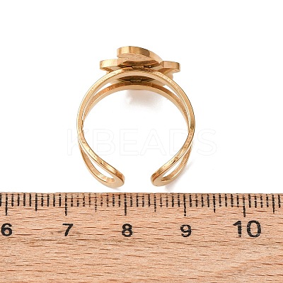 304 Stainless Steel with Enamel Cuff Rings for Women RJEW-Z116-01G-05-1